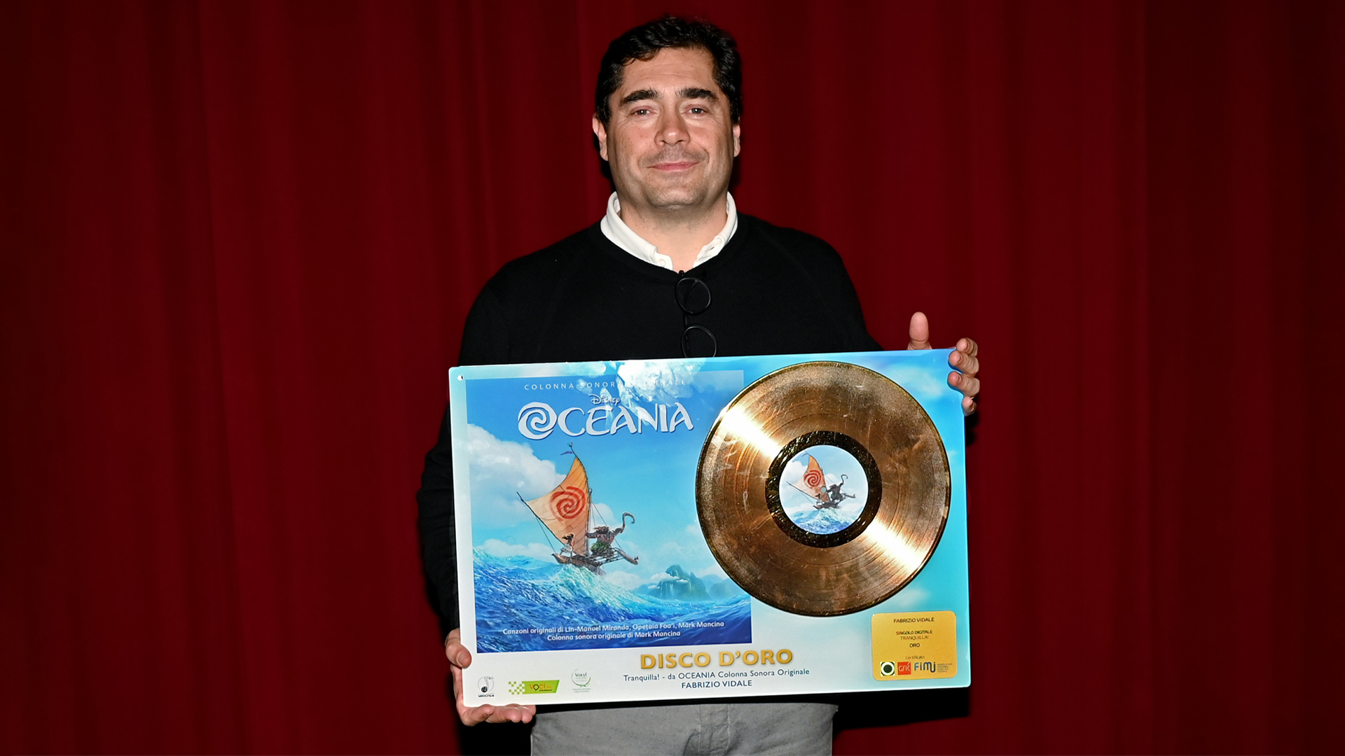 Disco d’Oro al doppiatore Fabrizio Vidale per la colonna sonora di Oceania
